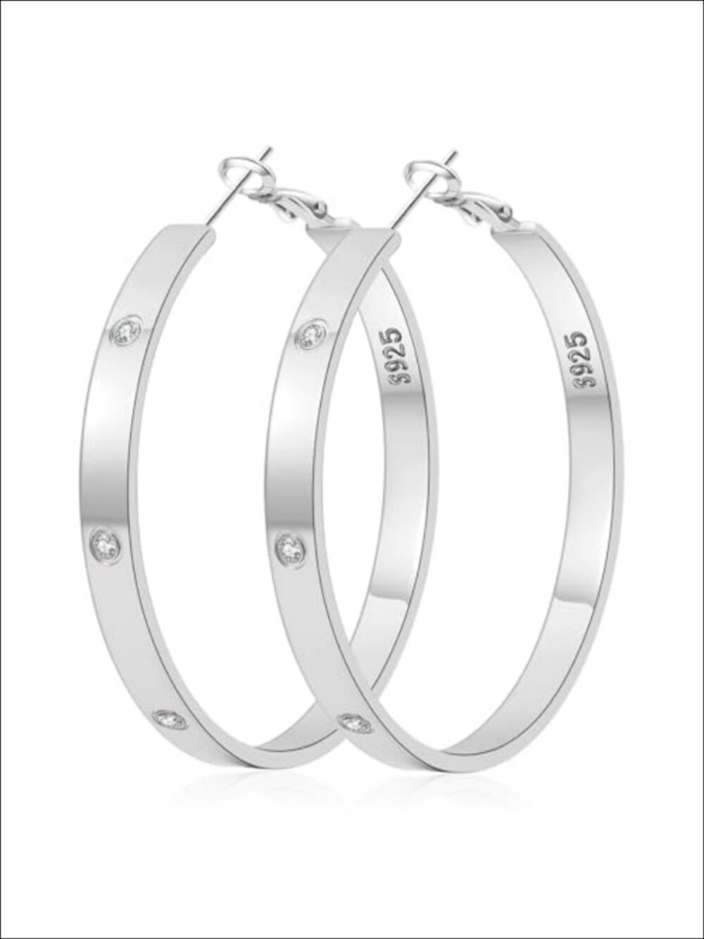 5MM Wide 925 Sterling Silver Post Hoop Earrings Hypoallergenic Lightweight